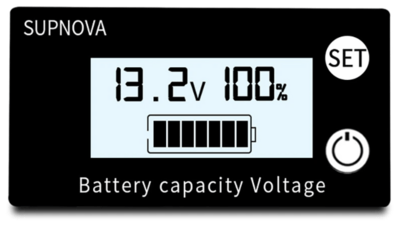 Batteri indikator 8V-100V med procent og bjælke