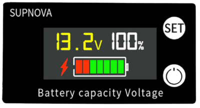 Batteri indikator 8V-100V med procent og bjælke