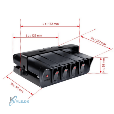 Kontaktpanel m. 4 kontakter - Måltegning.